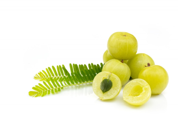 Amla green fruits ,Phyllanthus emblica isolated