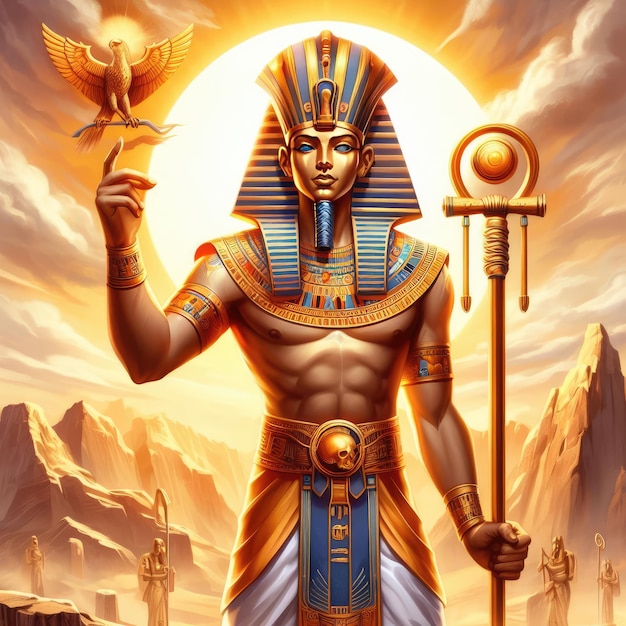 Amon Ra Egyptian mythology illustration