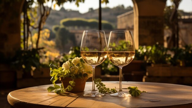 写真 イタリアのレストランでワインのロマンスを明らかにするボトルの愛