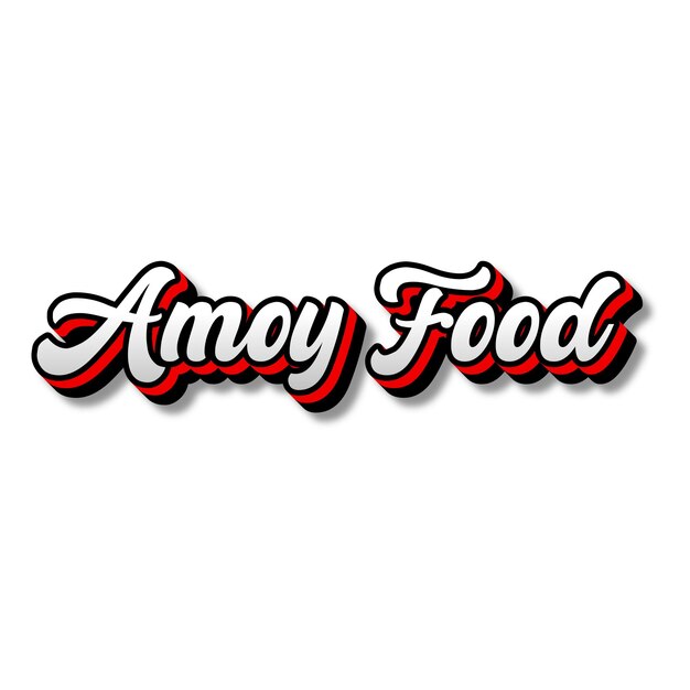 Photo amoyfood text 3d silver red black white background photo jpg