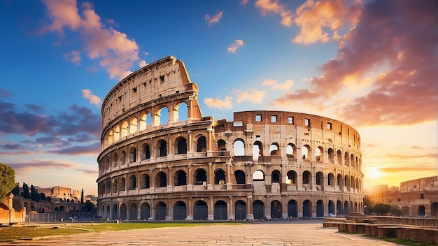 イタリア の ローマ に ある コンクリート と 石 で 建て られ た アンフィシアター