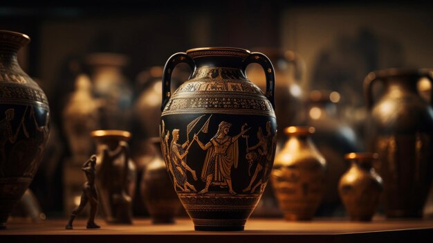 Photo amphora shows greek artisans crafting jewelry and sculptures finely detailed