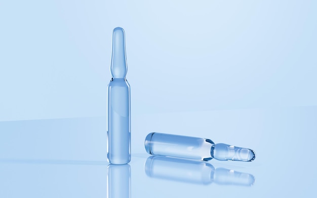 Ampoules in the lab concept of medicine 3d rendering
