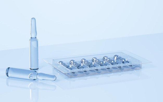 ampoules in the lab concept of medicine 3d rendering