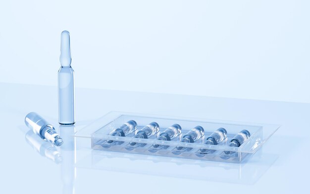 ampoules in the lab concept of medicine 3d rendering