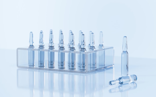 ampoules in the lab concept of medicine 3d rendering