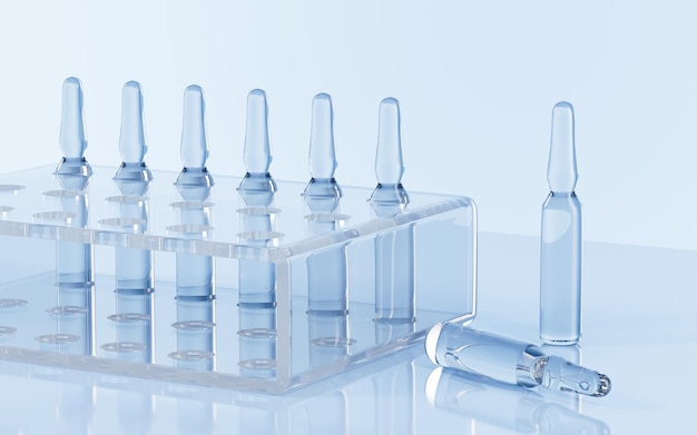 ampoules in the lab concept of medicine 3d rendering