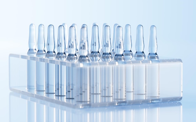 ampoules in the lab concept of medicine 3d rendering
