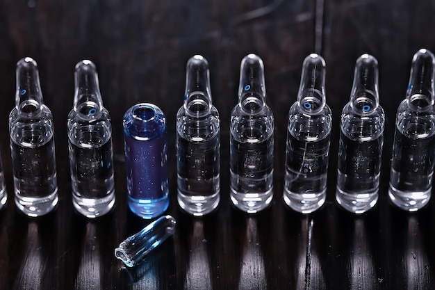 Photo ampoules medicine vaccine concept, abstract background, vaccination virus protection