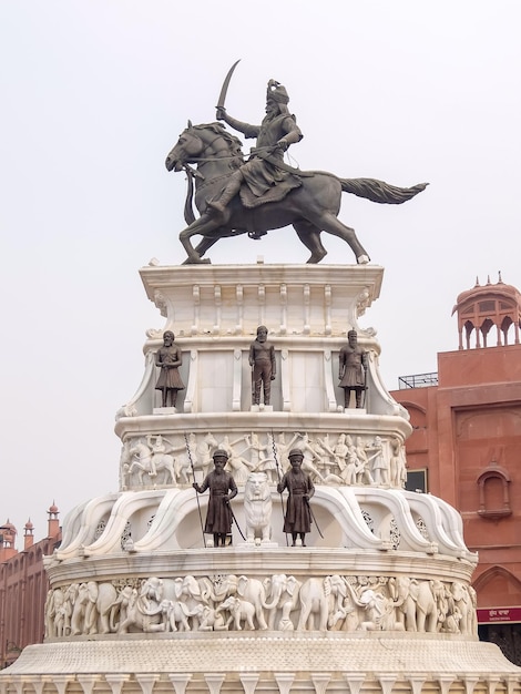 Amritsar India View of Maharaja Ranjit Singh Statue in Amritsar