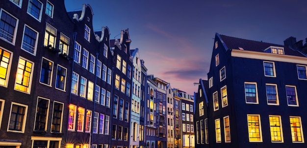 Amsterdam canal at night, Netherlands