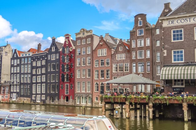 Amsterdam netherlands october 2022 the canal boats on the canals of amsterdam