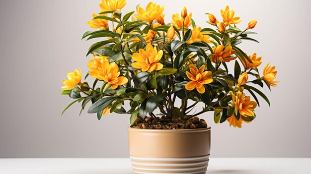 Amur adonis plant on a pot on white background