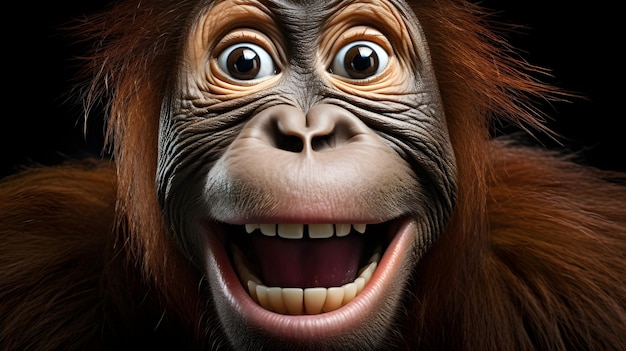 Photo amusing orangutan making a funny face