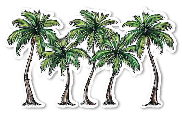 Забавная пластиковая наклейка Тропические пальмы Радость изолирована на прозрачном фоне