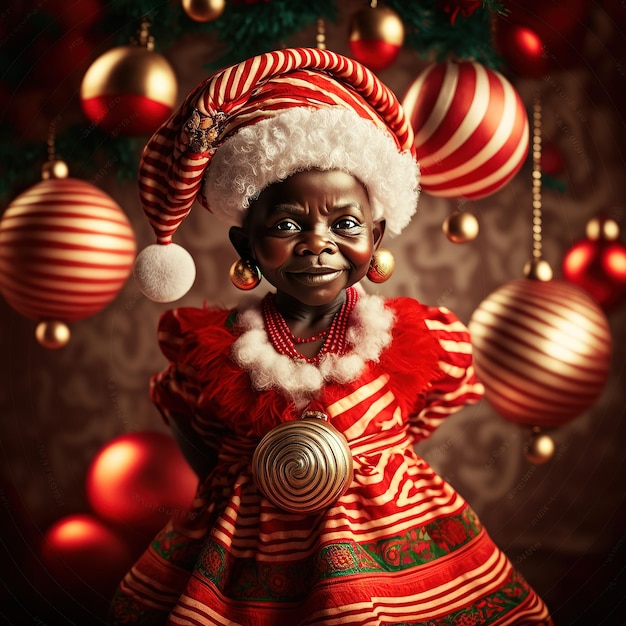 amusing representation of an african person as santa claus