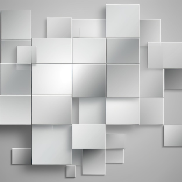 Фото Абстрактный фон с серебряными и белыми квадратами в стиле слоевой геометрии серого и серебряного