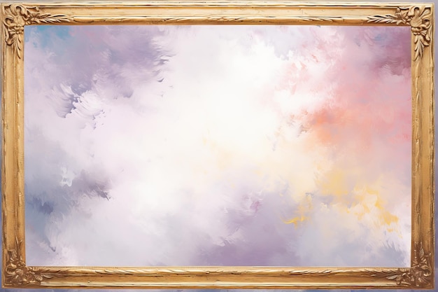 Фото Абстрактная картина облаков в золотой раме