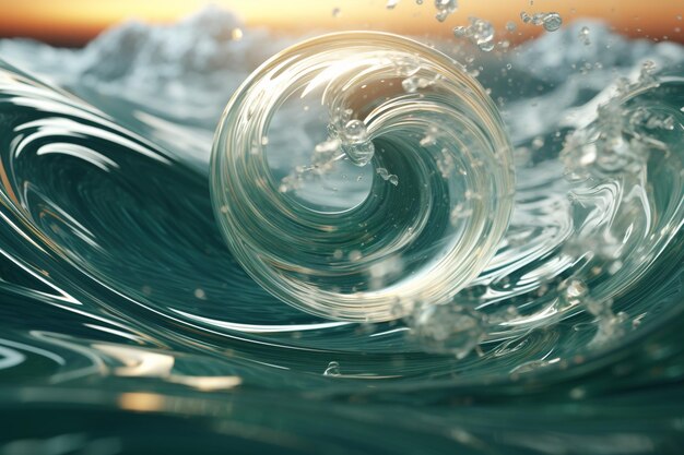 写真 アブストラクトな海の波紋を描く