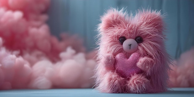 사진 발렌타인 데이 카드 콘셉트 캐릭터 디자인 valentines day heart-shaped prop adorable creature fluffy monster