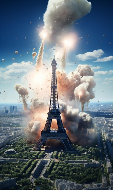 사진 에펠탑 상공의 공습