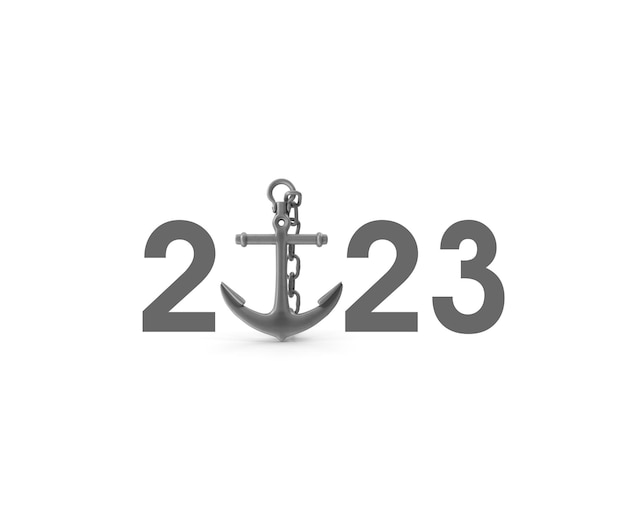 An Anchor New year 2023 logo, Anchor 2023, sea, Blue ocean, It can use for World Maritime Day, Navy