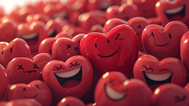 Фото Анимированное изображение сердечных персонажей, разделяющих смех и радость в дружеском собрании.
