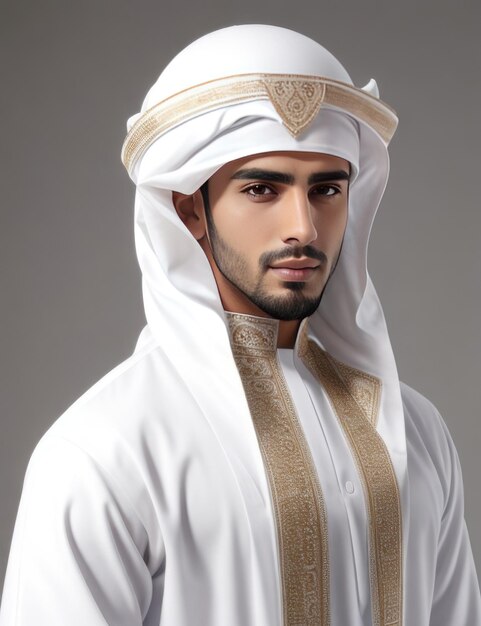 Фото Арабский мужчина в белом наряде