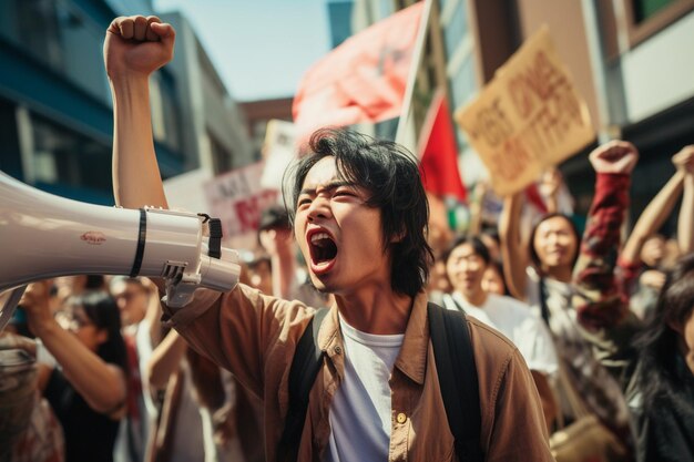 写真 参加者が平等の権利と非伝統的な人々の受け入れを求めて戦うアジアの抗議活動