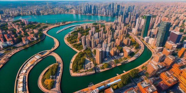 写真 広大な都市景観の荘厳な空撮