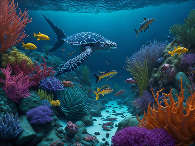 写真 海の活発で多様な生態系を描いた 驚くべき風景デザイン