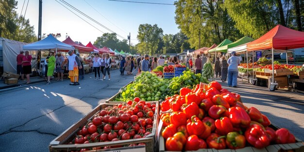 Фото Ранний утренний фермерский рынок