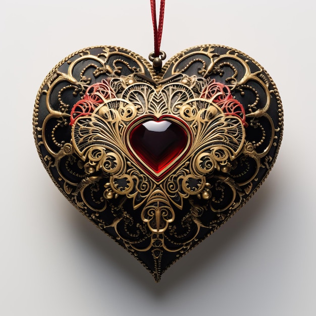 Фото Красно-золотое украшение сердца в стиле темной бронзы и темно-черного andrzej sykut