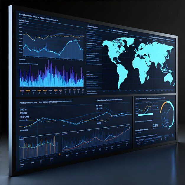Фото Электронный экран для отображения данных и статистики по всему миру
