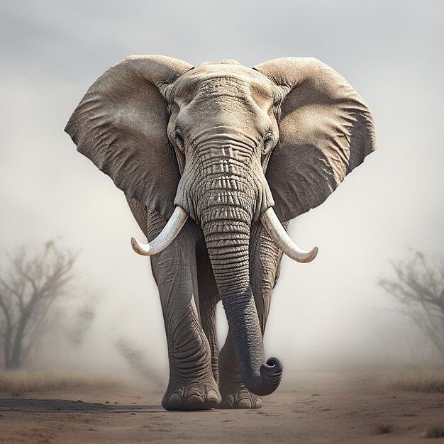 Фото Слон с очень большими бивнями ходит