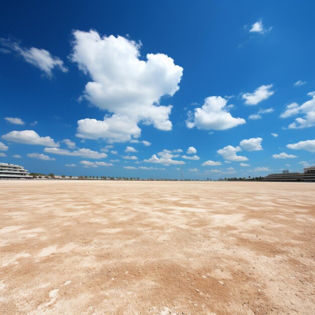 写真 澄んだ青い空の空っぽの砂漠