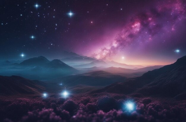 Фото Эфирная небесная иллюстрация с звездами галактиками и чувством чудес в огромном космосе