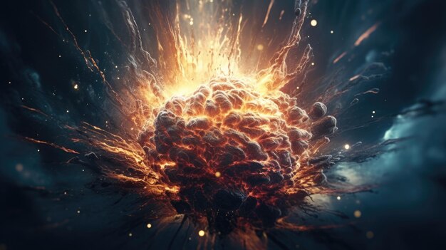 Фото Реалистичная 3d иллюстрация взрыва большого взрыва