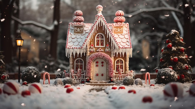 An_image_showcasing_a_stunning_gingerbread_house_adorned