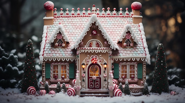 An_image_showcasing_a_stunning_gingerbread_house_adorned