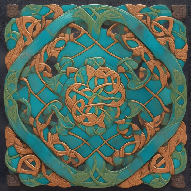 Фото Замысловатый детальный узор кельтского узла, выполненный в ярком стиле плитки, созданный ai.