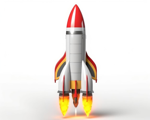 Фото Изолированная 3d-ракета представляет собой концепцию запуска и роста космического бизнеса generative ai