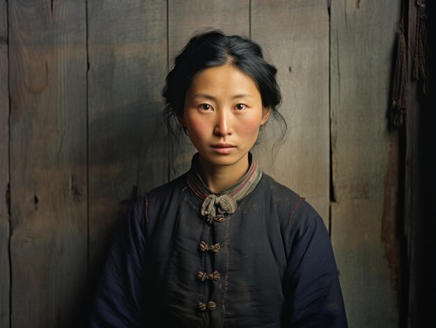 사진 1900년대 초 아시아 여성의 오래된 컬러 사진