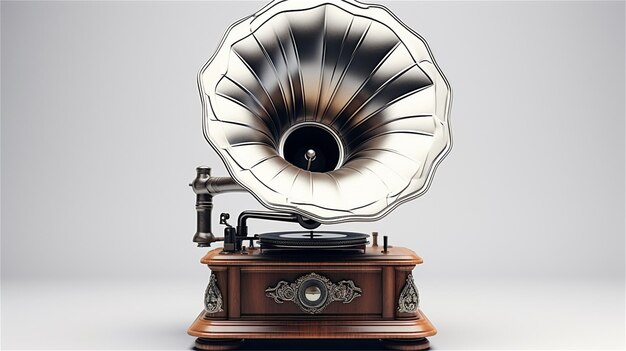 Фото Старомодный звукозаписывающий аппарат с большим рогом