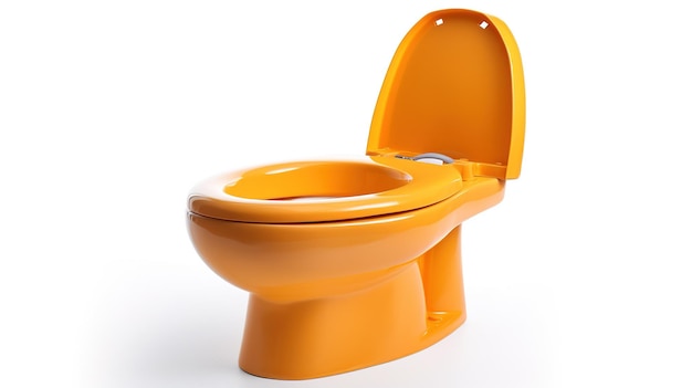 Фото Оранжевый туалет с открытым крышкой и крышкой вниз