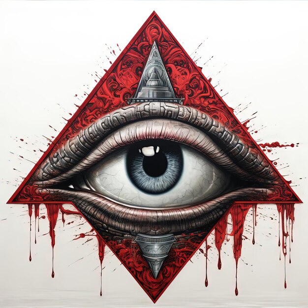 Фото Треугольник с всевидящим глазом в центре в стиле светло-серого и красного