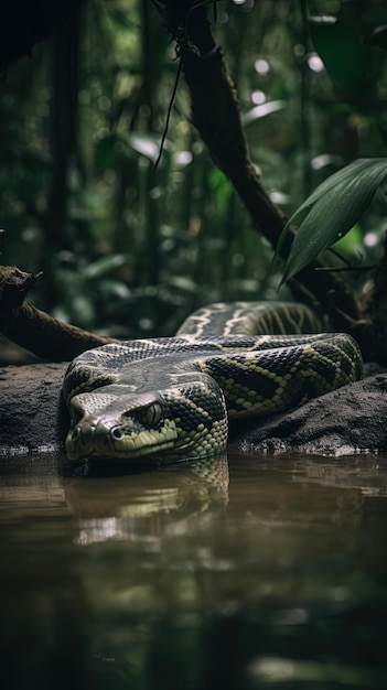 Anaconda in the Deep Rainforest Nature Photography