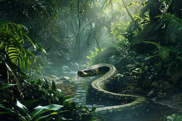 Anaconda snake forest Generate Ai