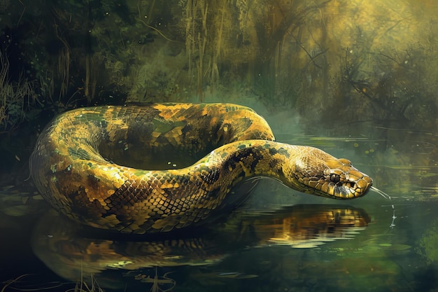 Photo anaconda snake head generate ai