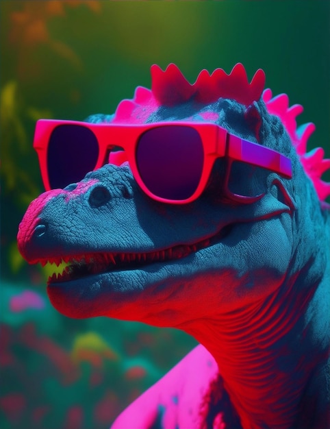 anaglyph 3d dinosaur wearing glasses illustration